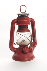 old kerosene lamp isolated over white background