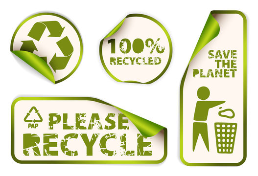 Set of recycled labels badges and stickers