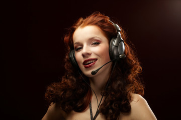 Beautiful women with a headset