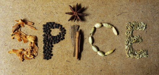 mot "spice" &eacute;crit avec des &eacute;pices