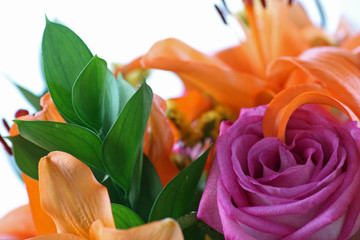 Pink rose and lilies