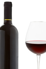 Wineglass and bottle