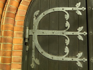 Church door with forging
