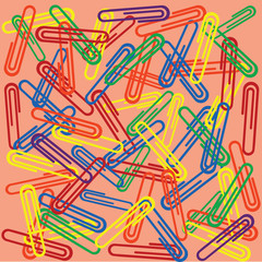 Paper clips seamless on pink background