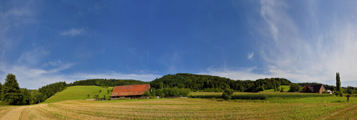 Fototapeta premium Summer landscape at Germany with blue sky and mountain