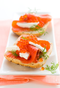 salmon appetizer with red caviar