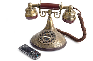 old  telephone and mobile