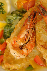 Fried fish with shrimps