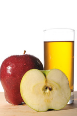 Fresh apples and apple juice