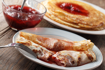 Pancakes with jam