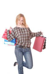 happy woman with shopping bags