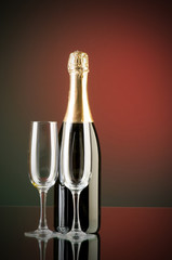 Champagne against color gradient background