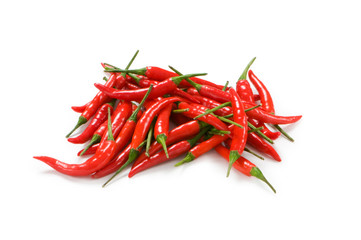 Red chili peppers isolated on the white