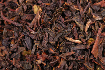 Close up of black tea leaves