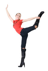 sexy blonde girl with bright make-up.