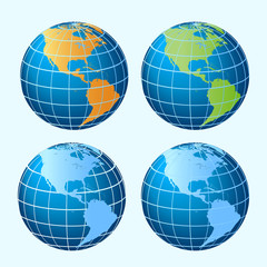 Globes showing America continents