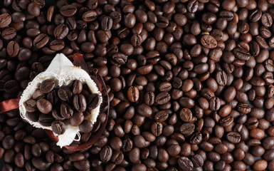 Coffee beans in a sack
