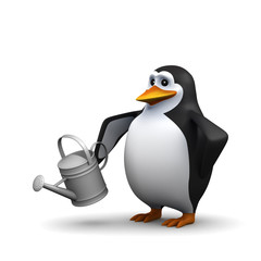 Penguin waters plants