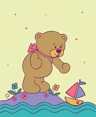Poster Achtergrond met teddybeer © Godami
