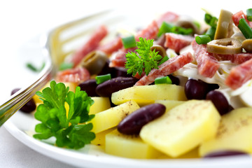 Salami salad with potatoes