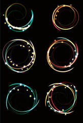 Blurry abstract neon spirals with sparkles. ai10 transparency