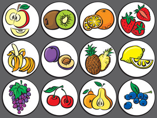 vector fruits icon set