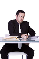 Businessman at His Desk Working