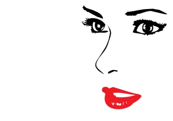 Foto auf Acrylglas Rot, Schwarz, Weiß Schönes Gesicht
