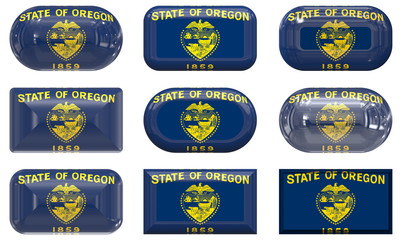 nine glass buttons of the Flag of Oregon