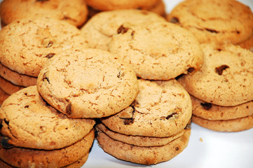 Pile of chocolate chip cookies