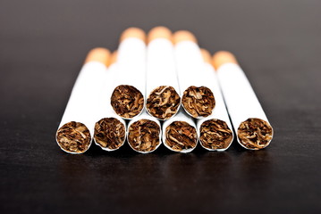 Cigarettes on black background