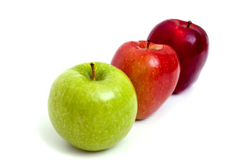 Colorful apples in a row