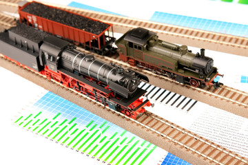 Obraz premium Two locomotives on graphs