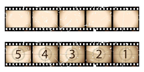 Grunge film strip and countdown