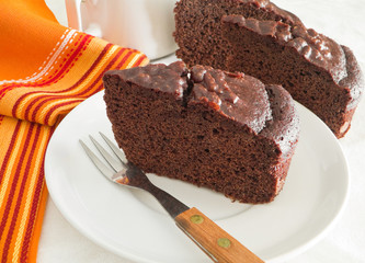 Chocolate Cake Slices at Breakfast.