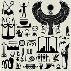 Egyptian Symbols and Signs silhouettes Set 2