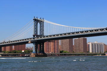 Fototapeta na wymiar New York City Bridge z widokiem na Manhattan