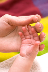 hands the baby and mom