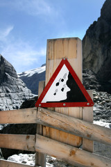 Information signs in Grindelwald Glacier, Switzerland