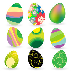 Set of nine easter eggs