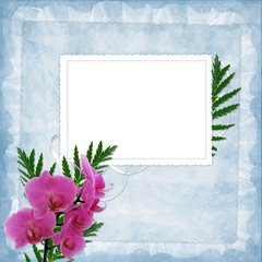 Card for the holiday  with flowers on the abstract background