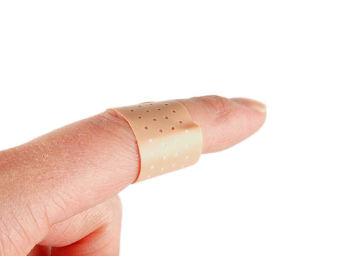 Band-aid on finger Stock Photo