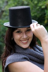 Gorgeous Smiling Woman in Black Hat