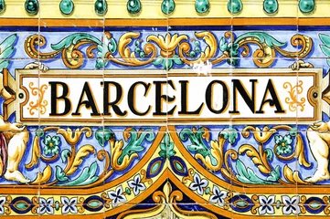 Crédence de cuisine en verre imprimé Barcelona signe de Barcelone