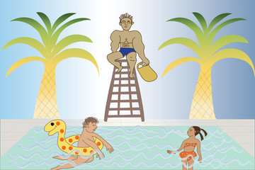 lifeguard and pool