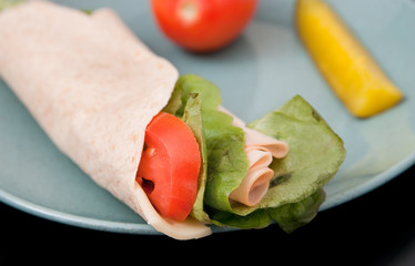 turkey wrap and veggies