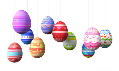 Hanging colorful easter eggs