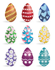 Set of painted Easter eggs isolated on white vector illustration
