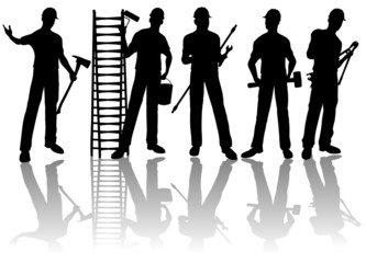 workers vector silhouettes