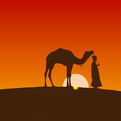 Fototapeta na wymiar Sunset with camel